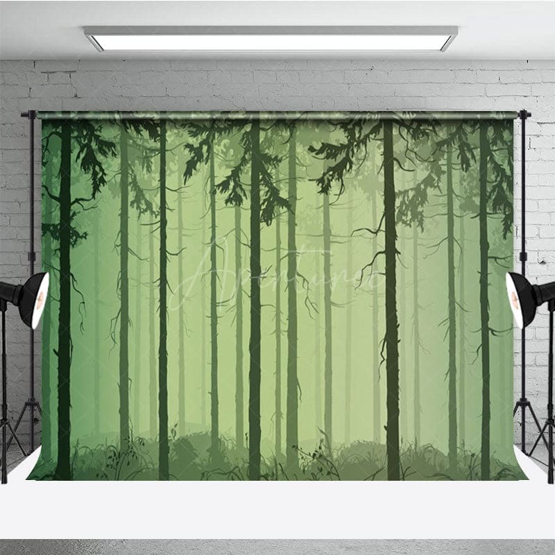 Aperturee - Aperturee Misty Forest Horror Scary Theme Photography Backdrop