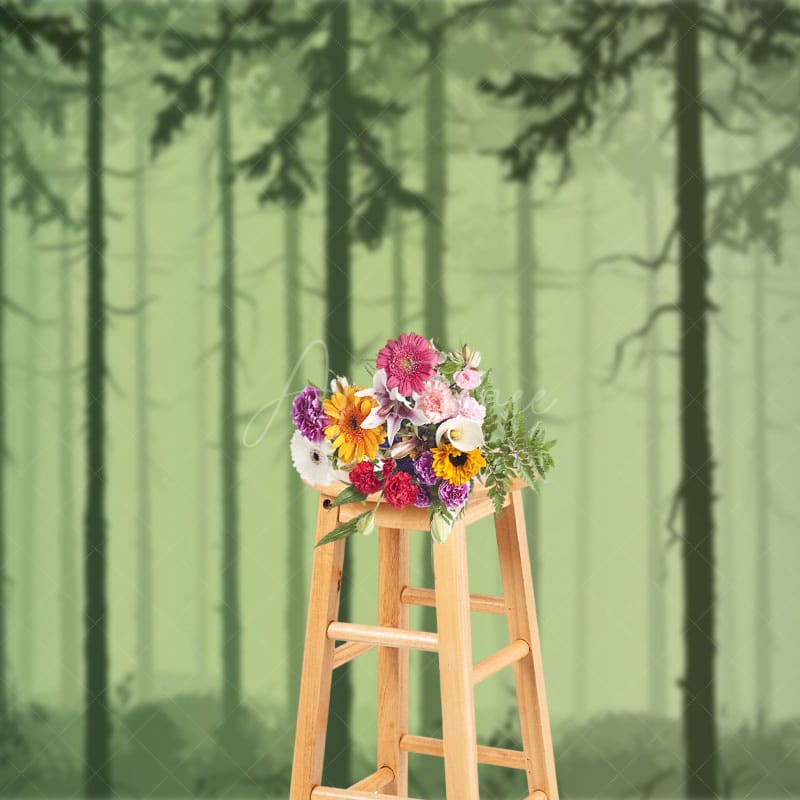 Aperturee - Aperturee Misty Forest Horror Scary Theme Photography Backdrop