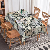 Aperturee - Aperturee Mixed Newspaper Collage Rectangle Tablecloth Black and White Headline Print Retro Media Theme Dining Decor