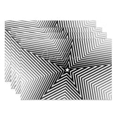 Aperturee - Aperturee Modern Abstract Black Lines and Stars Set of 4 Placemats for Contemporary and Celestial Kitchen Decor