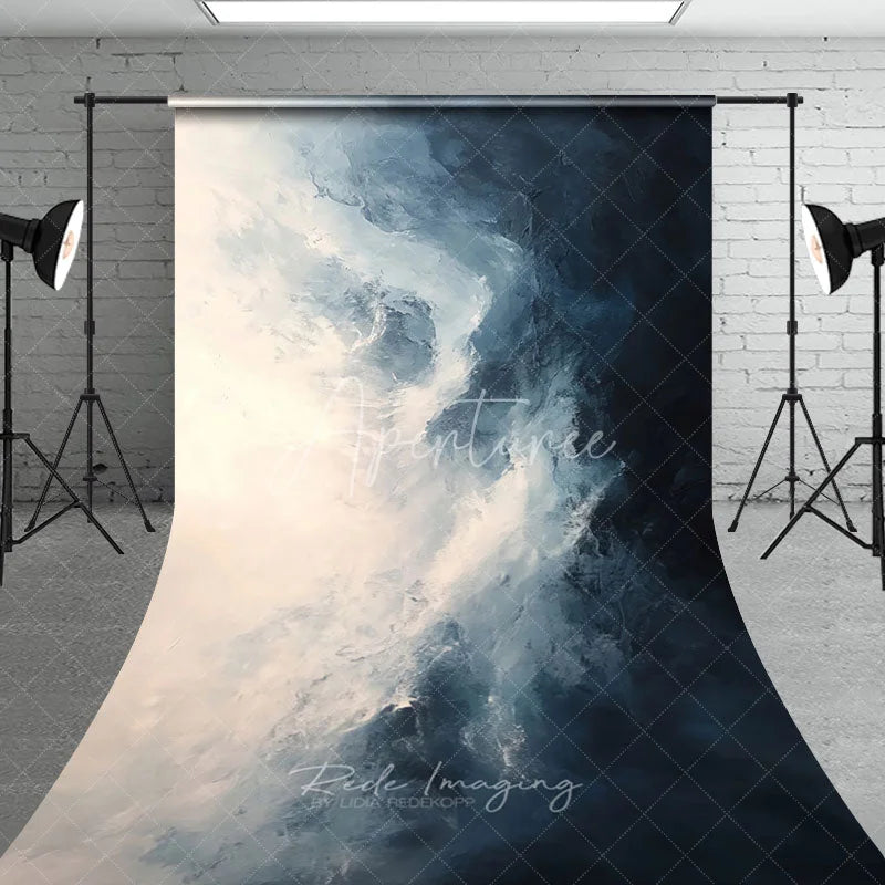 Aperturee - Aperturee Modern Abstract Blue and White Textured Sweep Backdrop Artistic Photography Studio Background Prop