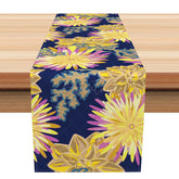 Aperturee - Aperturee Modern Abstract Floral Table Runner in Navy Pink and Gold for Elegant Dining and Wedding Party Decor