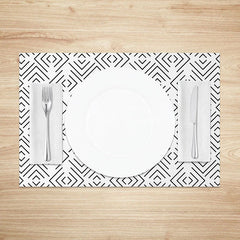 Aperturee - Aperturee Modern Abstract Geometric Lines Pattern Set of 4 Placemats for Minimalist and Contemporary Kitchen Decor