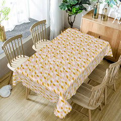 Aperturee - Aperturee Modern Abstract Leaf Pattern Rectangle Tablecloth Retro Pink and Yellow Design Contemporary Kitchen Decor