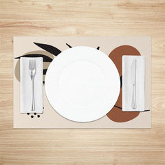 Aperturee - Aperturee Modern Abstract Leaves Dots Print Set Of 4 Placemats