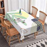 Aperturee - Aperturee Modern Abstract Organic Shape Rectangle Tablecloth Soft Pastel Colors for Dining Table Decor