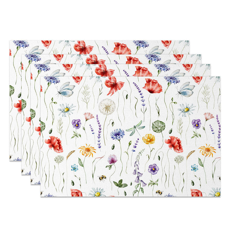 Aperturee - Aperturee Modern Abstract Placemats Set of 4 in Green and Beige for Contemporary and Minimalist Dining Table