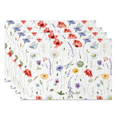 Aperturee - Aperturee Modern Abstract Placemats Set of 4 in Green and Beige for Contemporary and Minimalist Dining Table