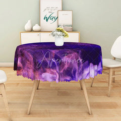 Aperturee - Aperturee Modern Abstract Round Tablecloth with Purple Dreamy Smoke Pattern for Elegant and Moody Dining Decor