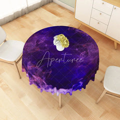 Aperturee - Aperturee Modern Abstract Round Tablecloth with Purple Dreamy Smoke Pattern for Elegant and Moody Dining Decor