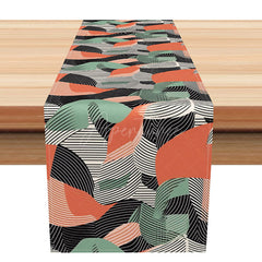Aperturee - Aperturee Modern Abstract Table Runner in Pink Green and Black Contemporary Art for Kitchen and Dining Table Decor