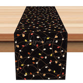 Aperturee - Aperturee Modern Abstract Table Runner with Black Irregular Lines and Leaves for Minimalist Botanical Dining