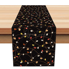 Aperturee - Aperturee Modern Abstract Table Runner with Black Irregular Lines and Leaves for Minimalist Botanical Dining