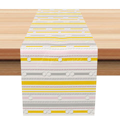 Aperturee - Aperturee Modern Abstract Table Runner with Bright Yellow Stripes and Chain Pattern for Bold Contemporary Decor