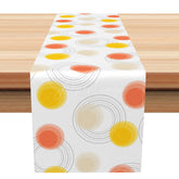 Aperturee - Aperturee Modern Abstract Table Runner with Yellow and Orange Circle Pattern for Retro Kitchen and Dining Room Decor