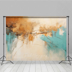 Aperturee - Aperturee Modern Abstract Teal and Brown Textured Photography Backdrop Elegant Artistic Photo Studio Prop