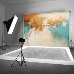 Aperturee - Aperturee Modern Abstract Teal and Brown Textured Photography Backdrop Elegant Artistic Photo Studio Prop