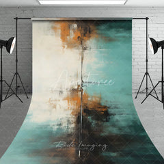Aperturee - Aperturee Modern Abstract Teal and Brown Textured Sweep Backdrop Artistic Studio Photography Decor
