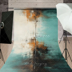 Aperturee - Aperturee Modern Abstract Teal and Brown Textured Sweep Backdrop Artistic Studio Photography Decor