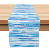 Aperturee - Aperturee Modern Abstract Watercolor Stripe Table Runner Blue and Purple Brush Stroke Contemporary Kitchen Decor