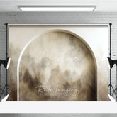 Aperturee - Aperturee Modern Arched Abstract Photography Backdrop Neutral Beige Cream Textured Design for Elegant Studio Portraits