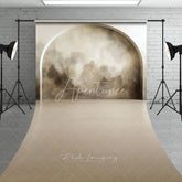 Aperturee - Aperturee Modern Arched Wall Abstract Texture Sweep Backdrop Neutral Tones with Wooden Floor for Photography
