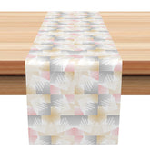 Aperturee - Aperturee Modern Art Table Runner with Artistic Lines and Color Blocks for Contemporary Kitchen and Dining Decor