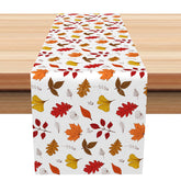 Aperturee - Aperturee Modern Autumn Leaves Table Runner Minimalist Botanical Dining Decor Simple and Elegant Fall Kitchen Linen