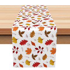 Aperturee - Aperturee Modern Autumn Leaves Table Runner Minimalist Botanical Dining Decor Simple and Elegant Fall Kitchen Linen