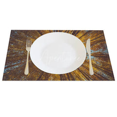 Aperturee - Aperturee Modern Autumn Yellow Tree Pattern Set of 4 Placemats for Fall Season and Thanksgiving Dining Decor