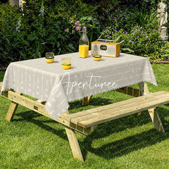 Aperturee - Aperturee Modern Beige Stripes Rectangle Tablecloth For Decor