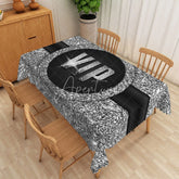 Aperturee - Aperturee Modern Black and Silver Glitter Tablecloth Elegant Sparkle Decor for New Year’s Eve Wedding or Party