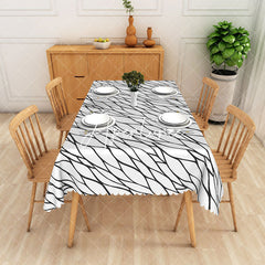 Aperturee - Aperturee Modern Black And White Nets Rectangle Tablecloth