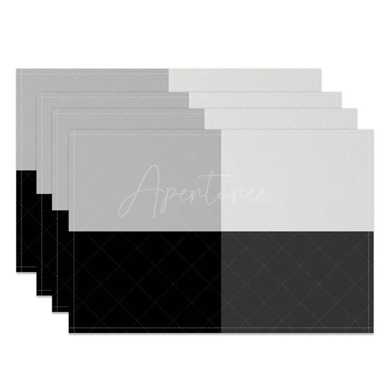 Aperturee - Aperturee Modern Black Grey Cross Grid Set of 4 Placemats