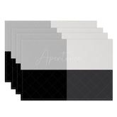 Aperturee - Aperturee Modern Black Grey Cross Grid Set of 4 Placemats