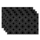 Aperturee - Aperturee Modern Black White Geometric Print Set of 4 Placemats