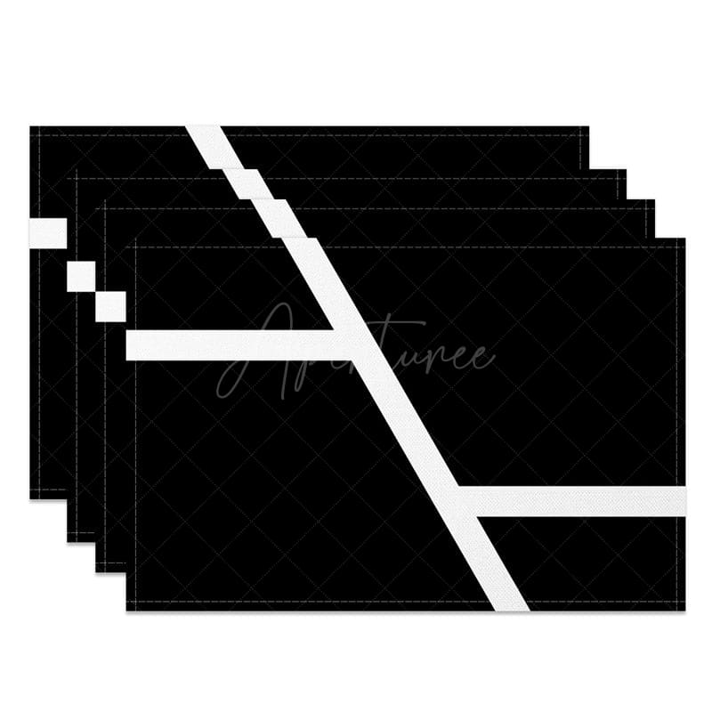 Aperturee - Aperturee Modern Black White Spliced Pattern Set Of 4 Placemats