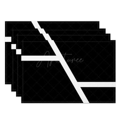 Aperturee - Aperturee Modern Black White Spliced Pattern Set Of 4 Placemats