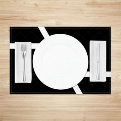 Aperturee - Aperturee Modern Black White Spliced Pattern Set Of 4 Placemats