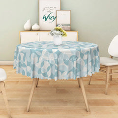 Aperturee - Aperturee Modern Blue and White Geometric Round Tablecloth for Contemporary and Graphic Print Kitchen Decor