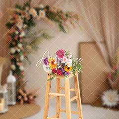 Aperturee - Aperturee Modern Boho Floral Leaf Wedding Photography Backdrop