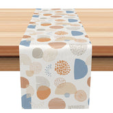 Aperturee - Aperturee Modern Boho Table Runner with Blue and Orange Abstract Pattern for Everyday Kitchen and Dining Room Decor