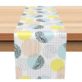 Aperturee - Aperturee Modern Boho Table Runner with Blue and Yellow Abstract Pattern for Artistic Kitchen and Dining Table Decor