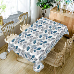 Aperturee - Aperturee Modern Botanical Rectangle Tablecloth with Repeating Leaf Shapes for Geometric and Greenery Decor