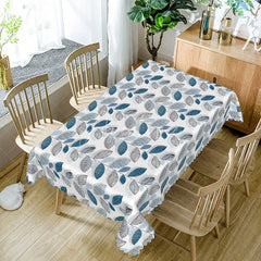 Aperturee - Aperturee Modern Botanical Rectangle Tablecloth with Repeating Leaf Shapes for Geometric and Greenery Decor