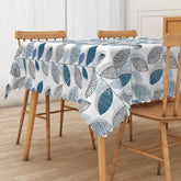 Aperturee - Aperturee Modern Botanical Rectangle Tablecloth with Repeating Leaf Shapes for Geometric and Greenery Decor