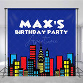 Aperturee - Aperturee Modern Building Cartoon Custom Birthday Backdrop