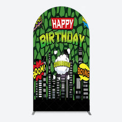 Aperturee - Aperturee Modern Buildings Cartoon Birthday Arch Backdrop