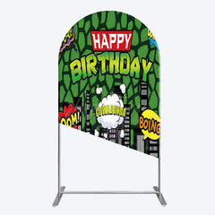 Aperturee - Aperturee Modern Buildings Cartoon Birthday Arch Backdrop