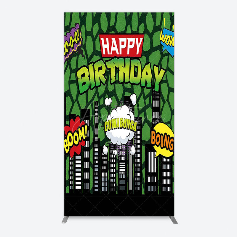 Aperturee - Aperturee Modern Buildings Cartoon Birthday Rectangle Backdrop